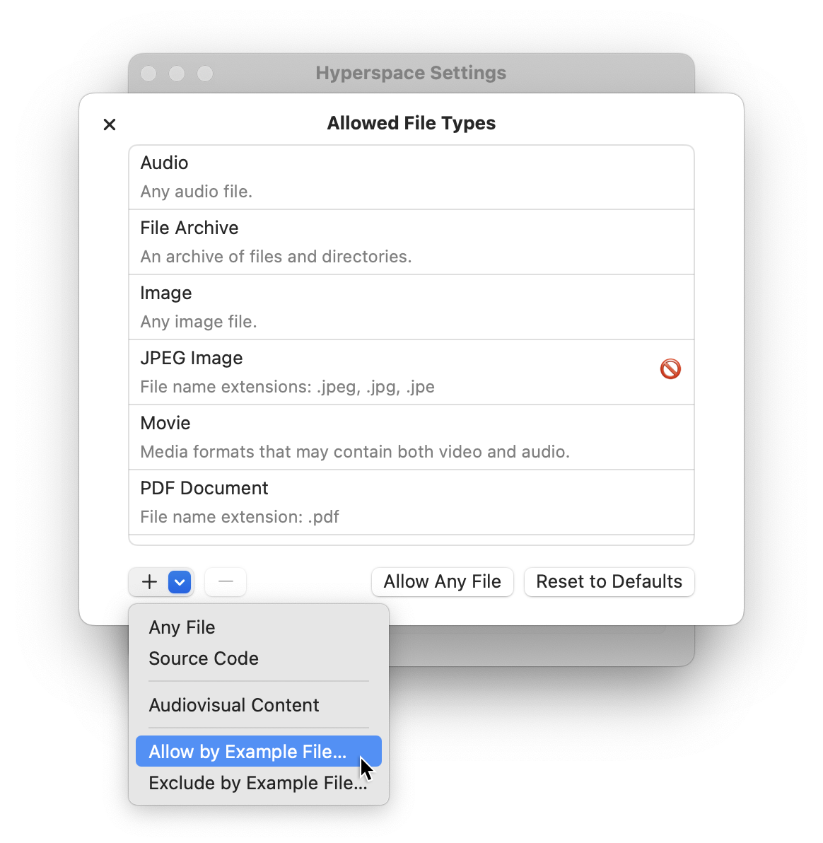 Adding to the list of allowed file types