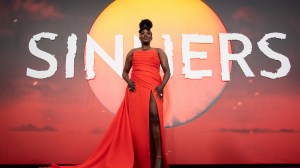 Wunmi Mosaku attends the European premiere of 'Sinners' at Cineworld Leicester Square in London, England.