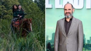 Isabela Merced and Bella Ramsey in a scene from 'The Last of Us' Season and showrunner Craig Mazin at the show's premiere
