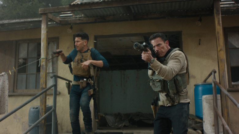 Jon Bernthal's Brax and Ben Affleck's Christian going into a gun fight in The Accountant 2