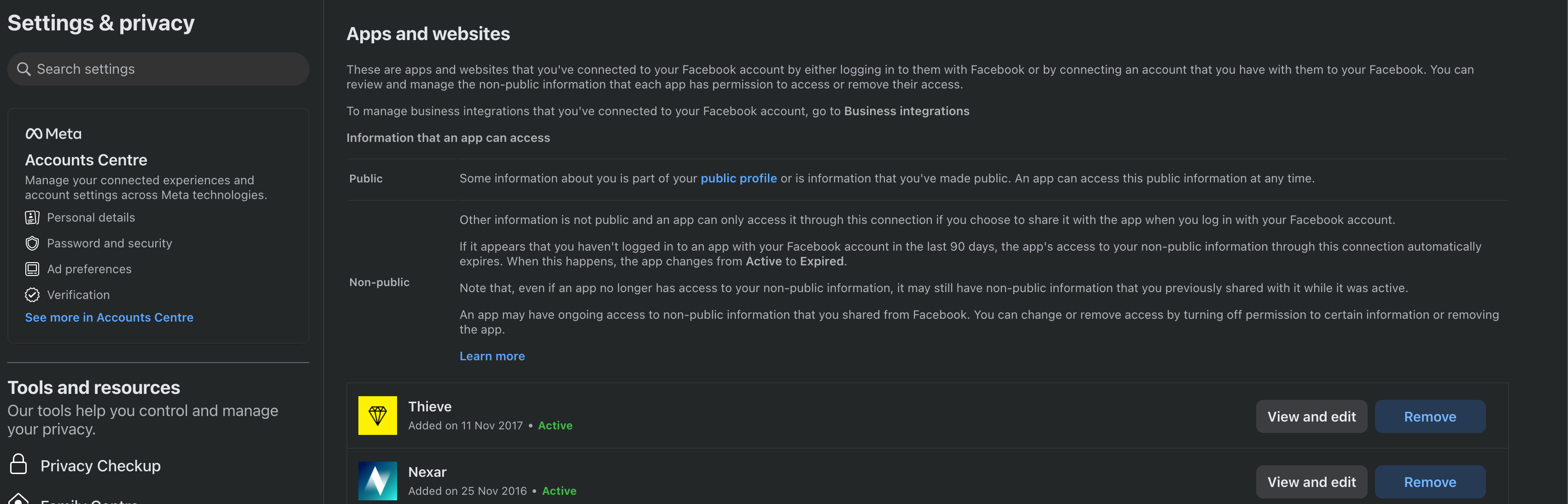 facebook third party app connections