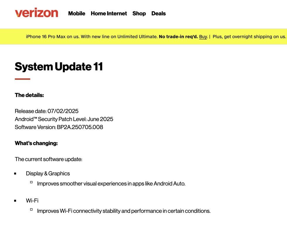 July Pixel update - Verizon