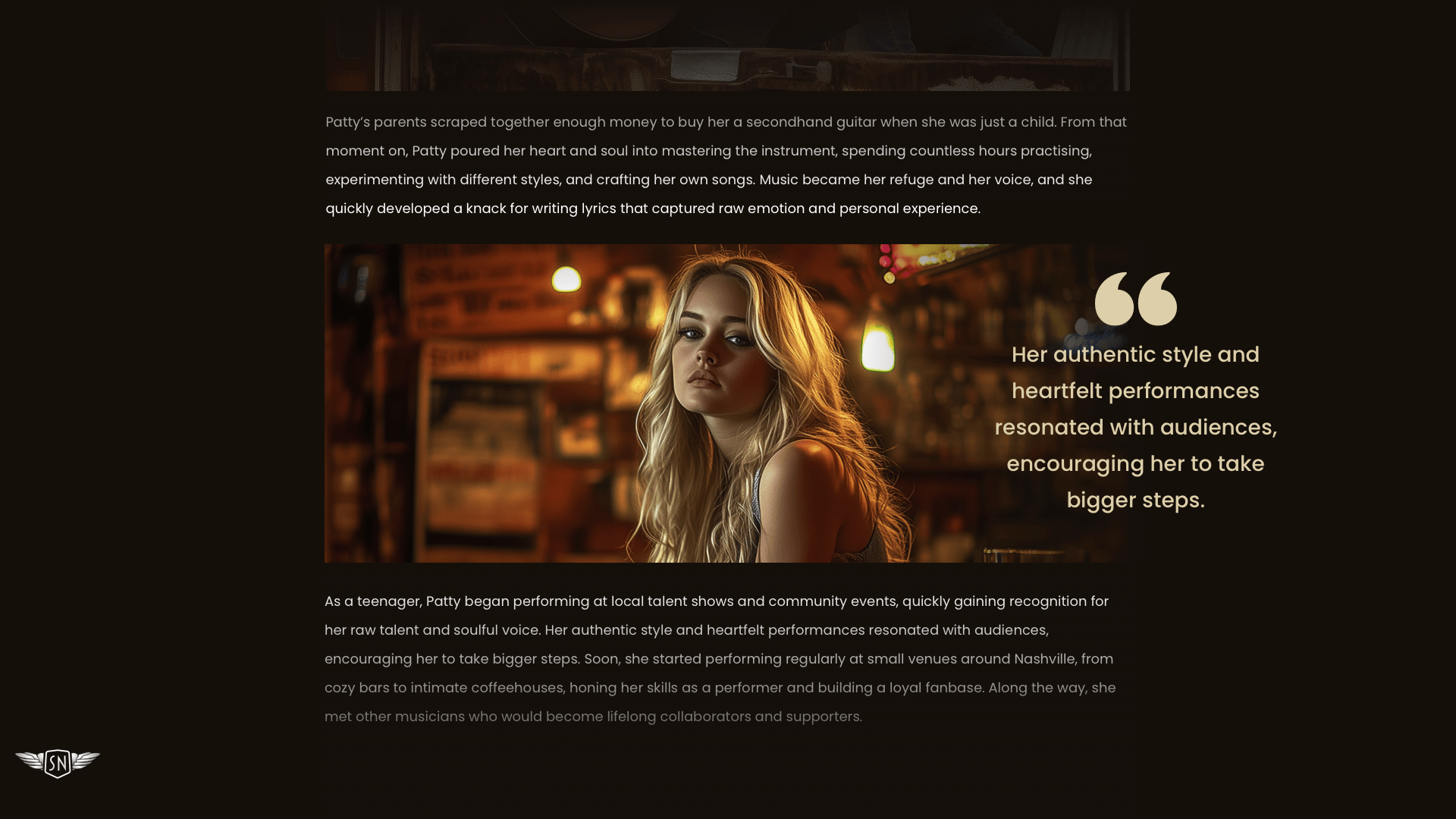 Caption styled to look like a pull quote on top of the image like an overlay.