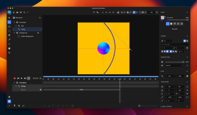 Screenshot with the String object and its handle moved to the center-right point of the artboard