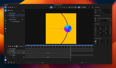 Screenshot with the Ball selected and moved to the middle of the string