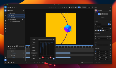 Selected custom easing button that opened a dialog with easing options