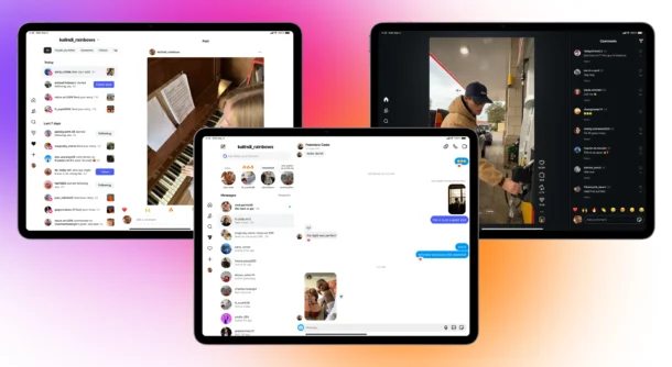 Instagram for iPad has messages and chat features and comments and all the things you would expect