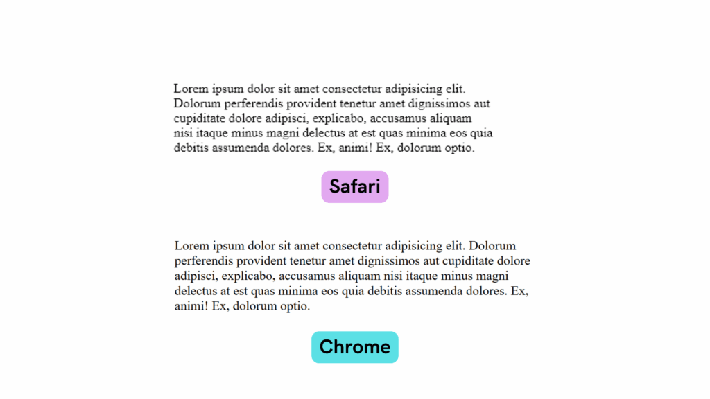 Comparing the same paragraph of text wrapping in Safari and Chrome using text-wrap: pretty. They produce different results.