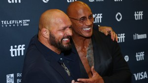 Mark Kerr, Dwayne Johnson at arrivals for THE SMASHING MACHINE Premiere at the Toronto International Film Festival (TIFF) 2025, VISA Screening Room at the Princess of Wales Theatre, Toronto, ON, September 08, 2025. Photo By: JA/Everett Collection