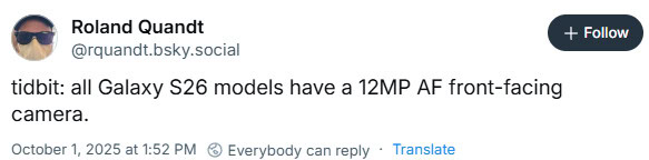 Samsung Galaxy S26 series selfie cameras Roland Quandt