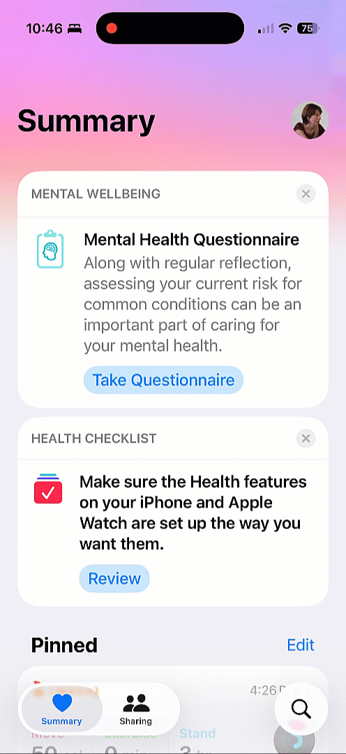 When the search bar is clicked, the bar with the tabs