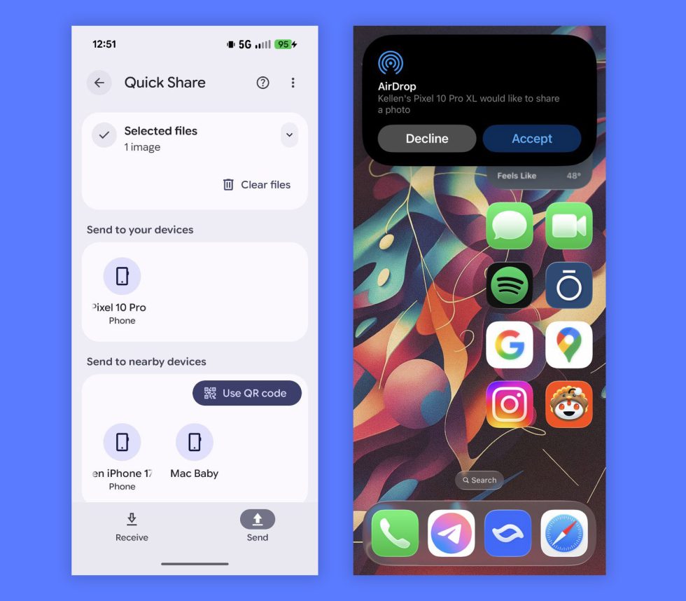 AirDrop to Android - Pixel 10