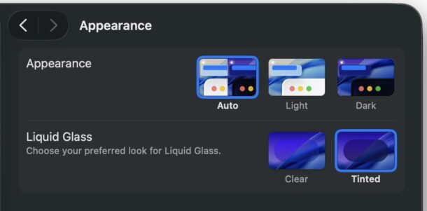 macOS Tahoe Clear and Tinted appearance options