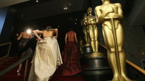 Models show walk up stairs at the 2007 Oscar Fashion Preview at the Academy of Motion Pictures Arts and Sciences on January 30, 2007 in Los Angeles, California.