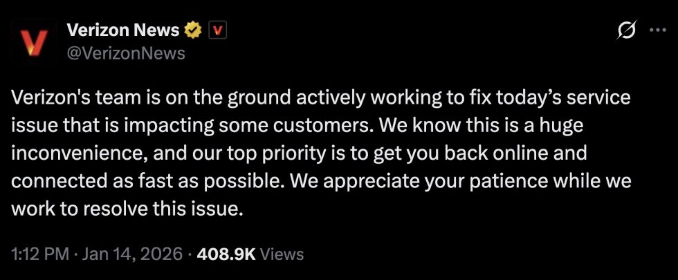 Verizon 2026 outage ongoing