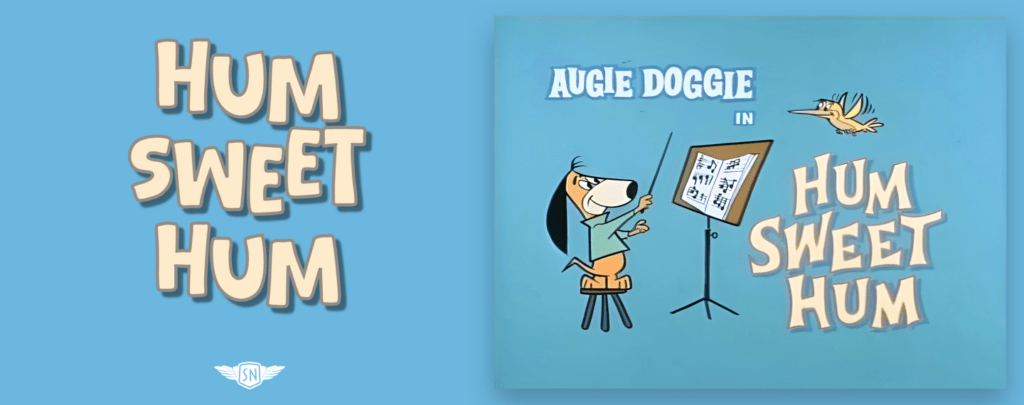 A comparison of Andy Clarke’s ‘Hum Sweet Hum’ text effect (left) and the Augie Doggie ‘toon version of the same text effect (right).